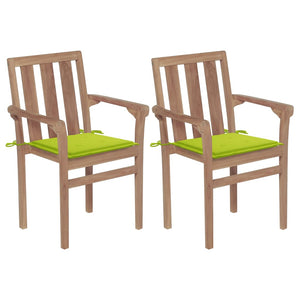 vidaXL Garden Chairs 2 pcs. with Light Green Cushions Solid Teak Wood