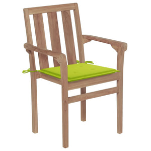 vidaXL Garden Chairs 2 pcs. with Light Green Cushions Solid Teak Wood