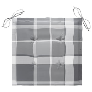 vidaXL Garden Chairs 2 pcs. Gray Plaid Cushions Solid Teak Wood