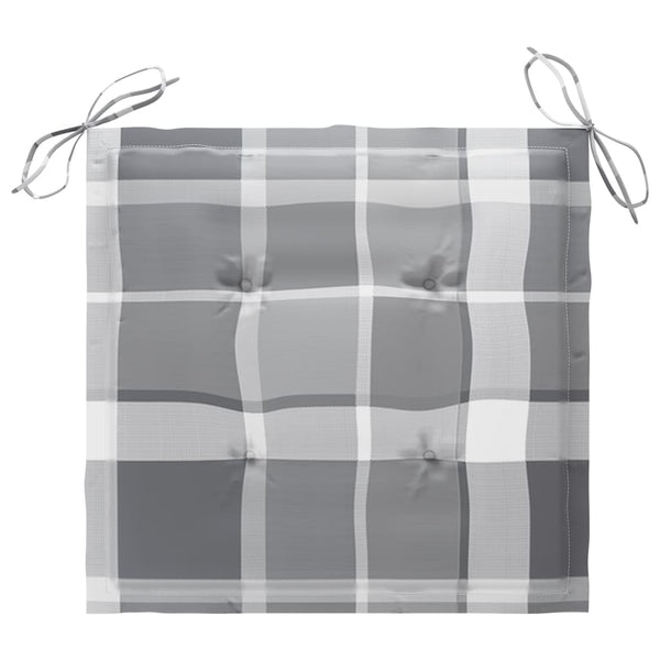 vidaXL Garden Chairs 2 pcs. Gray Plaid Cushions Solid Teak Wood
