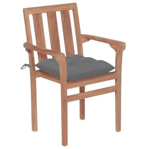 vidaXL Garden Chairs 2 pcs. with Gray Cushions Solid Teak Wood