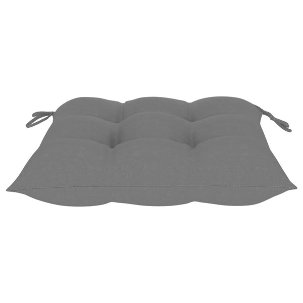 vidaXL Garden Chairs 2 pcs. with Gray Cushions Solid Teak Wood
