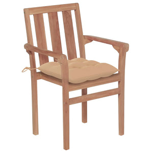 vidaXL Garden Chairs 2 pcs. with Beige Cushions Solid Teak Wood