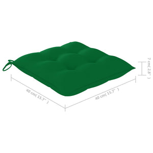 vidaXL Garden Chairs 2 pcs. with Green Cushions Solid Teak Wood