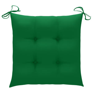 vidaXL Garden Chairs 2 pcs. with Green Cushions Solid Teak Wood