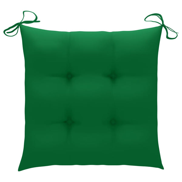 vidaXL Garden Chairs 2 pcs. with Green Cushions Solid Teak Wood