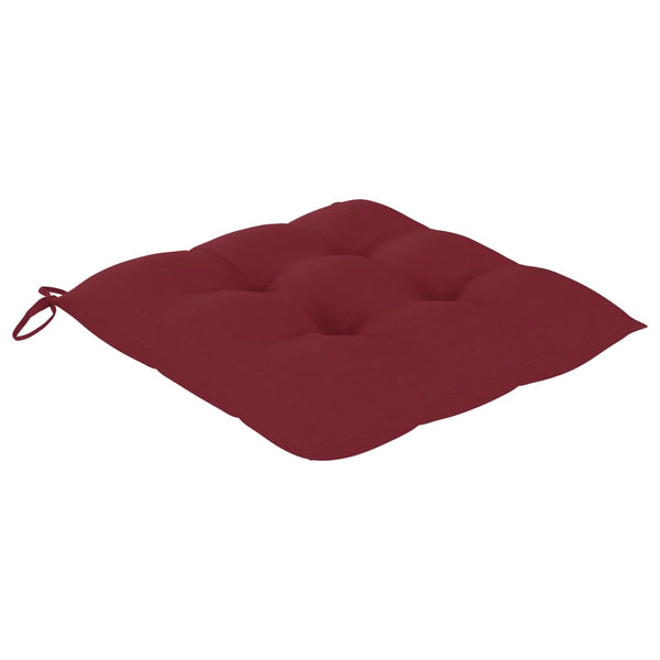 vidaXL Garden Chairs 2 pcs. with Wine Red Cushions Solid Teak Wood