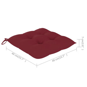 vidaXL Garden Chairs 2 pcs. with Wine Red Cushions Solid Teak Wood