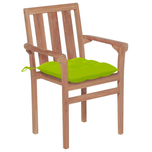 vidaXL Garden Chairs 2 pcs. with Light Green Cushions Solid Teak Wood