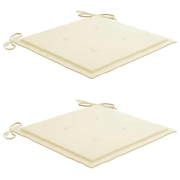 vidaXL Garden Chairs 2 pcs. with Cream White Cushions Solid Teak Wood