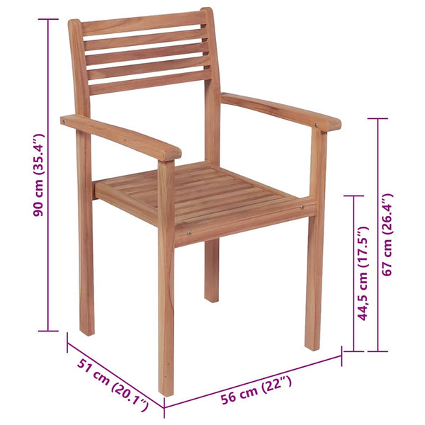 vidaXL Garden Chairs 2 pcs. with Red Cushions Solid Teak Wood