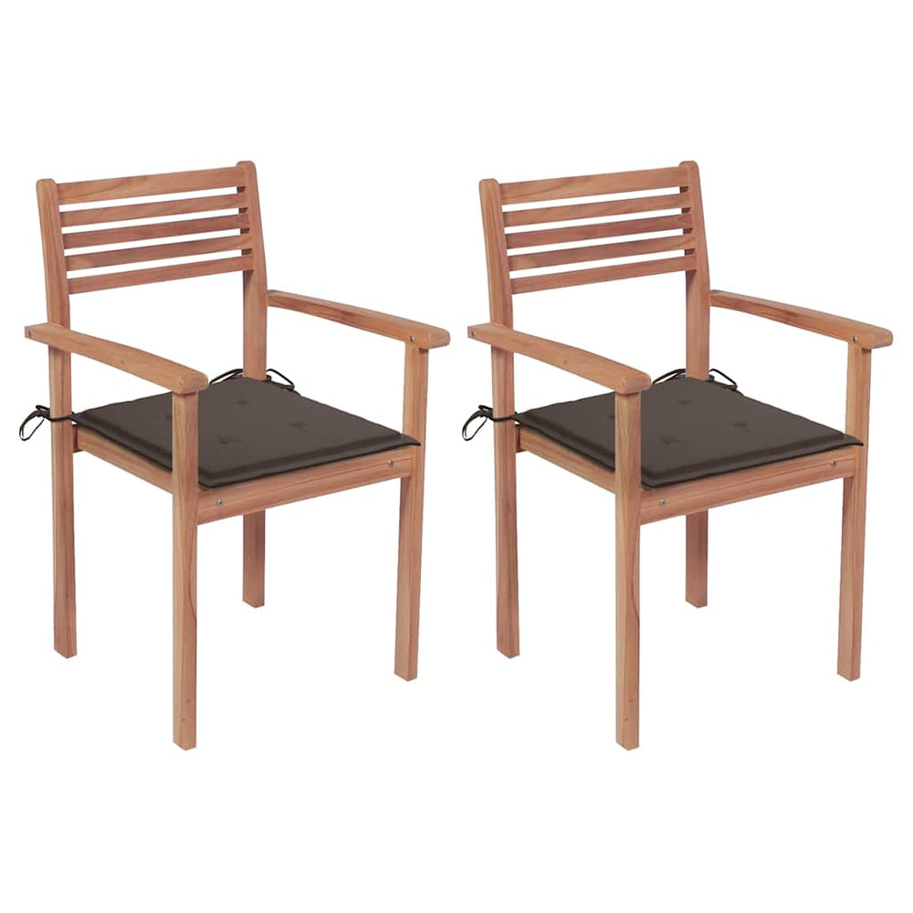vidaXL Garden Chairs 2 pcs. with Taupe Cushions Solid Teak Wood