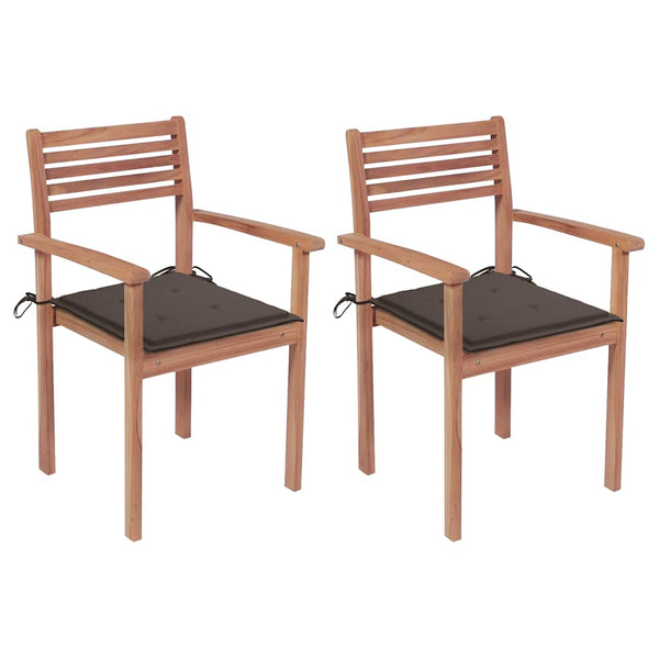 vidaXL Garden Chairs 2 pcs. with Taupe Cushions Solid Teak Wood