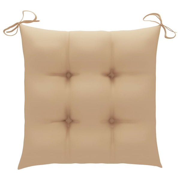 vidaXL Garden Chairs 2 pcs. with Beige Cushions Solid Teak Wood