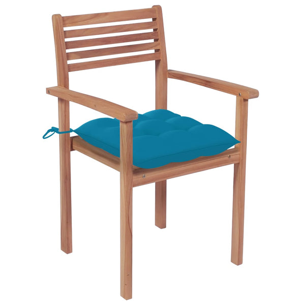 vidaXL Garden Chairs 2 pcs. with Light Blue Cushions Solid Teak Wood
