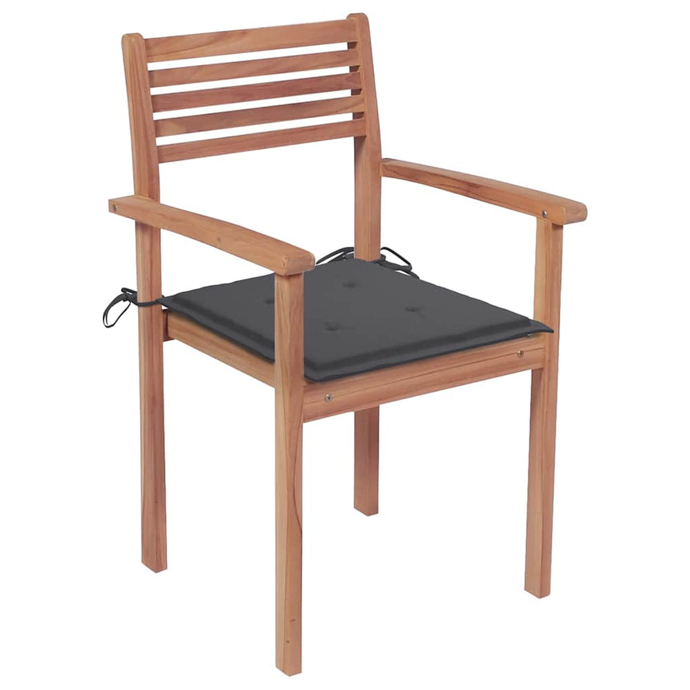 vidaXL Garden Chairs 4 pcs. with Anthracite Cushions Solid Teak Wood