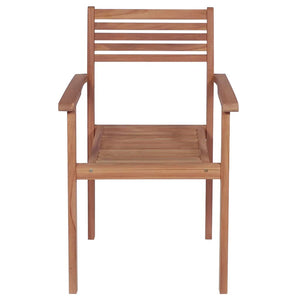 vidaXL Garden Chairs 4 pcs. with Red Cushions Solid Teak Wood
