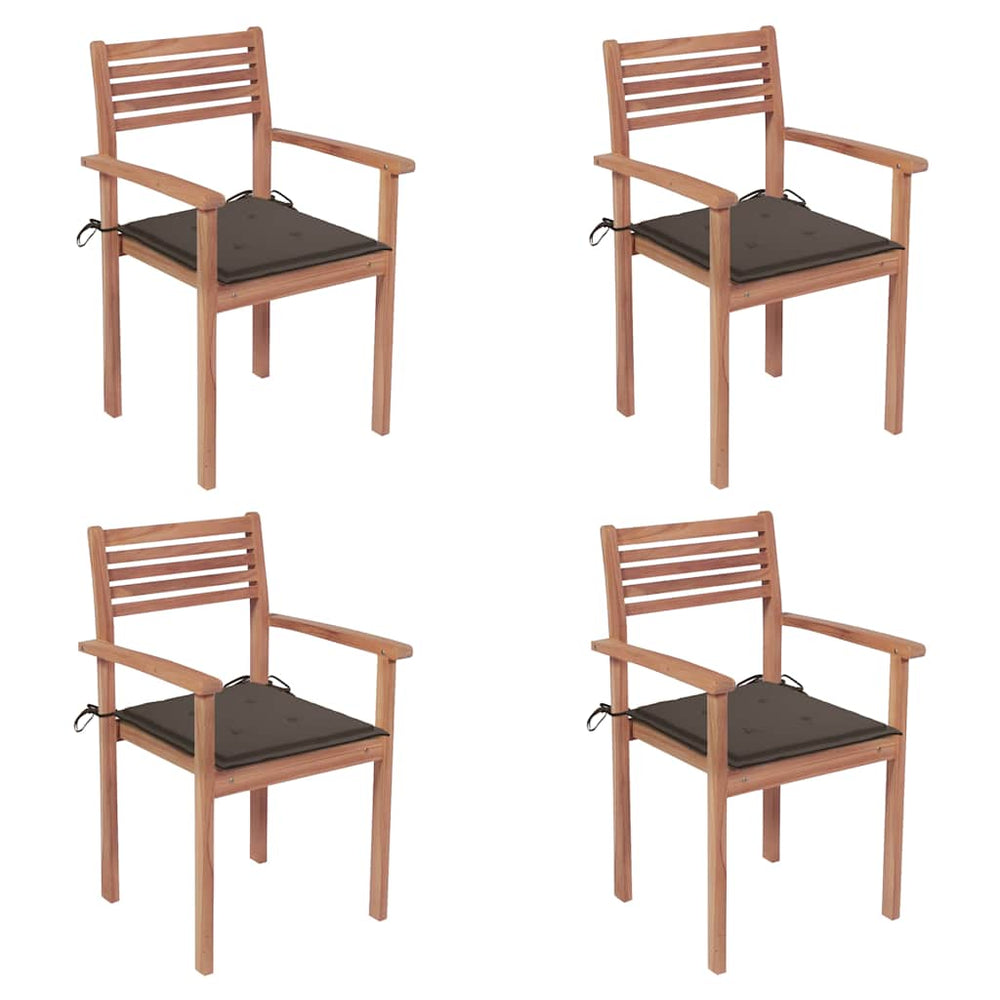 vidaXL Garden Chairs 4 pcs. with Taupe Cushions Solid Teak Wood