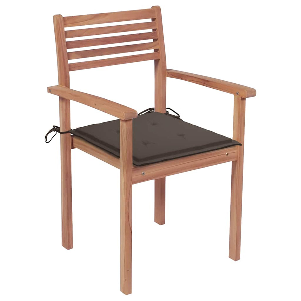 vidaXL Garden Chairs 4 pcs. with Taupe Cushions Solid Teak Wood