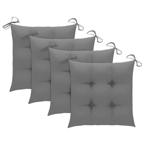 vidaXL Garden Chairs 4 pcs. with Grey Cushions Solid Teak Wood
