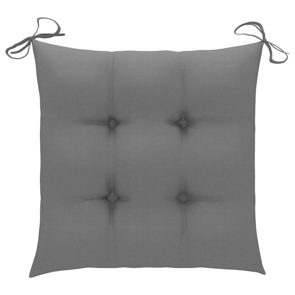 vidaXL Garden Chairs 4 pcs. with Grey Cushions Solid Teak Wood