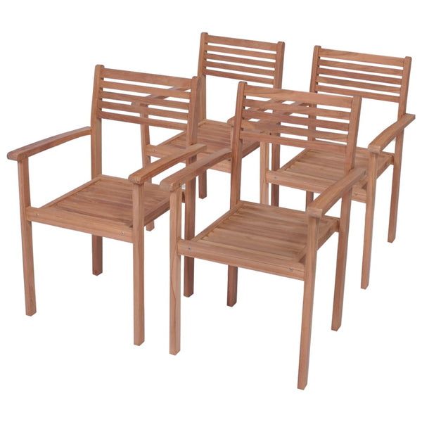 vidaXL Garden Chairs 4 pcs. with Grey Cushions Solid Teak Wood
