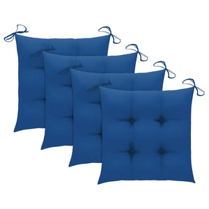 vidaXL Garden Chairs 4 pcs. with Blue Cushions Solid Teak Wood