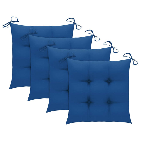 vidaXL Garden Chairs 4 pcs. with Blue Cushions Solid Teak Wood