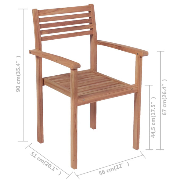 vidaXL Garden Chairs 4 pcs. with Light Green Cushions Solid Teak Wood
