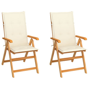 vidaXL Garden Chairs 2 pcs. with Cream Cushions Solid Teak Wood