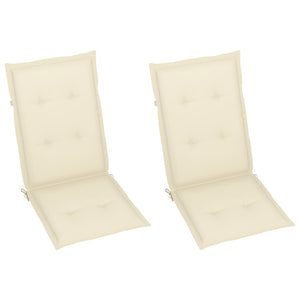 vidaXL Garden Chairs 2 pcs. with Cream Cushions Solid Teak Wood