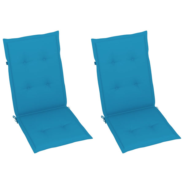 vidaXL Garden Chairs 2 pcs. with Blue Cushions Solid Teak Wood