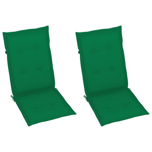 vidaXL Garden Chairs 2 pcs. with Green Cushions Solid Teak Wood