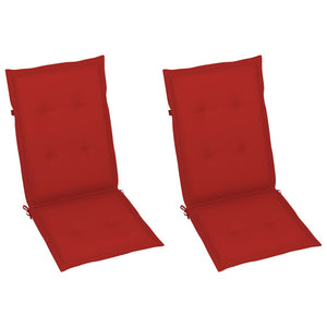 vidaXL Garden Chairs 2 pcs. with Red Cushions Solid Teak Wood