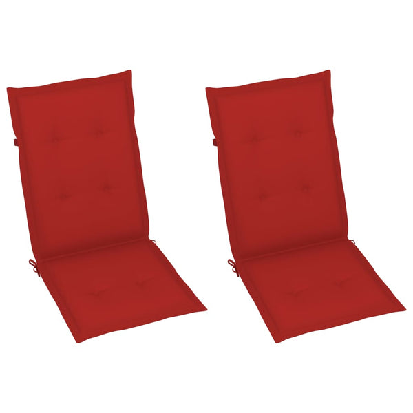 vidaXL Garden Chairs 2 pcs. with Red Cushions Solid Teak Wood