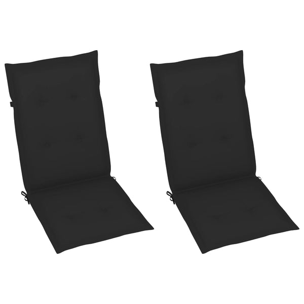 vidaXL Garden Chairs 2 pcs. with Black Cushions Solid Teak Wood