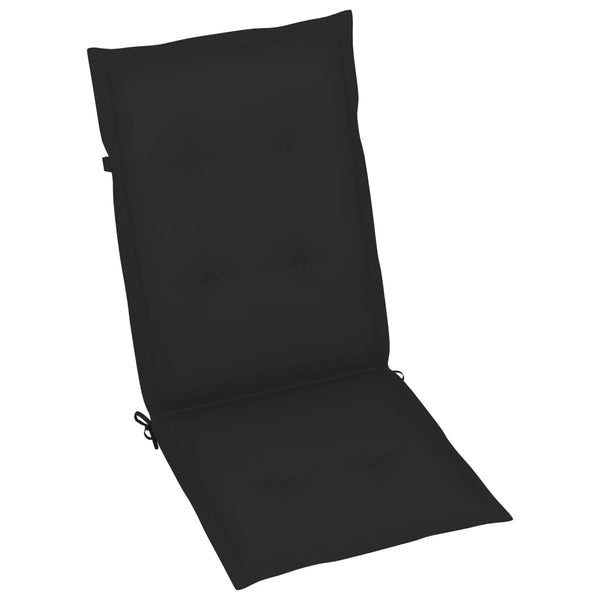 vidaXL Garden Chairs 2 pcs. with Black Cushions Solid Teak Wood