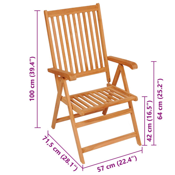 vidaXL Garden Chairs 2 pcs. with Black Cushions Solid Teak Wood