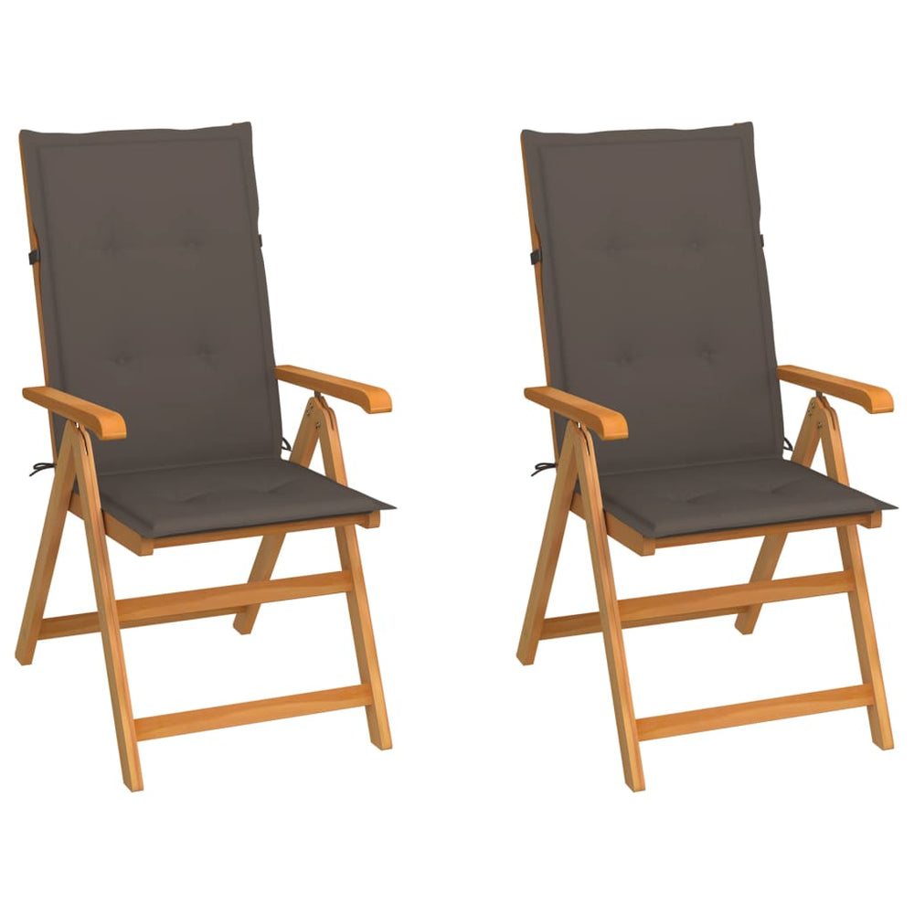 vidaXL Garden Chairs 2 pcs. with Taupe Cushions Solid Teak Wood