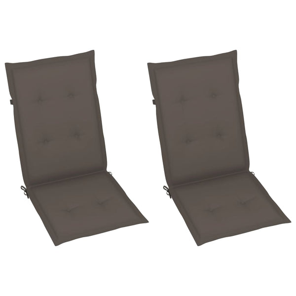 vidaXL Garden Chairs 2 pcs. with Taupe Cushions Solid Teak Wood