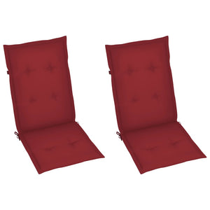 vidaXL Garden Chairs 2 pcs. with Wine Red Cushions Solid Teak Wood