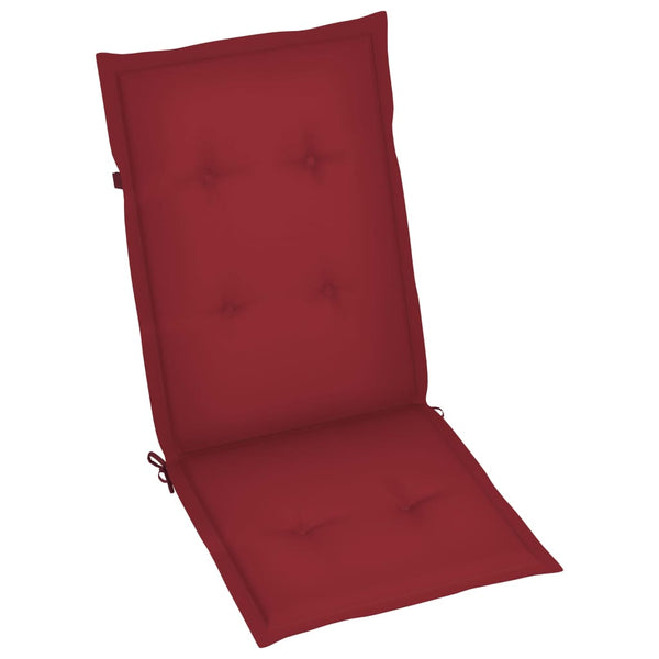 vidaXL Garden Chairs 2 pcs. with Wine Red Cushions Solid Teak Wood
