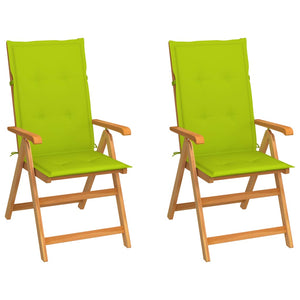 vidaXL Garden Chairs 2 pcs with Light Green Cushions Solid Teak Wood