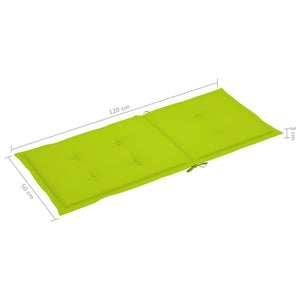 vidaXL Garden Chairs 2 pcs with Light Green Cushions Solid Teak Wood