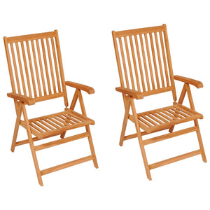 vidaXL Garden Chairs 2 pcs. Grey Plaid Cushions Solid Teak Wood