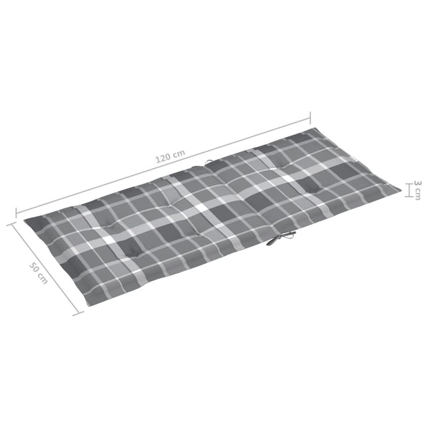 vidaXL Garden Chairs 2 pcs. Grey Plaid Cushions Solid Teak Wood