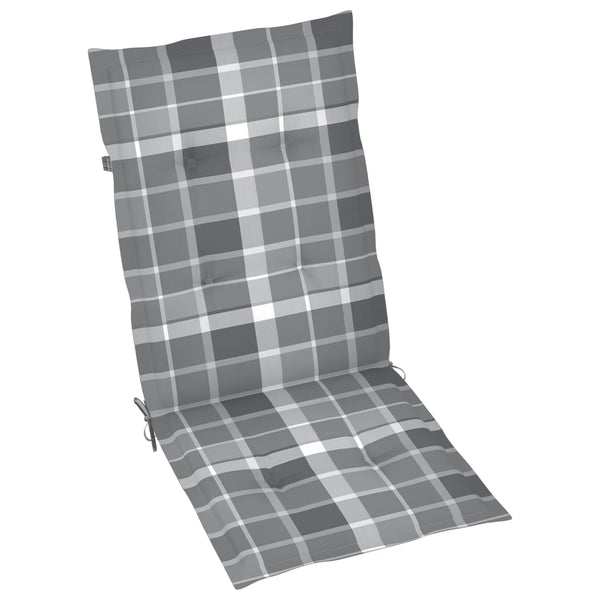 vidaXL Garden Chairs 2 pcs. Grey Plaid Cushions Solid Teak Wood