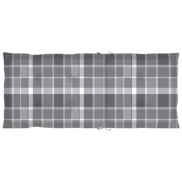 vidaXL Garden Chairs 2 pcs. Grey Plaid Cushions Solid Teak Wood