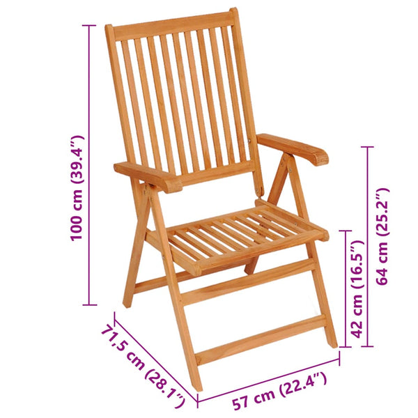 vidaXL Garden Chairs 2 pcs. Grey Plaid Cushions Solid Teak Wood