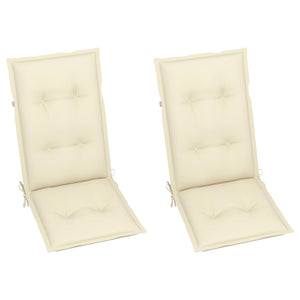 vidaXL Garden Chairs 2 pcs. with Cream White Cushions Solid Teak Wood